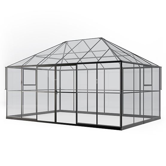 Kerti üvegház ProGlass Gazebo Standard 12 m² alappal, 4 mm-es edzett üveg, alumínium, fekete