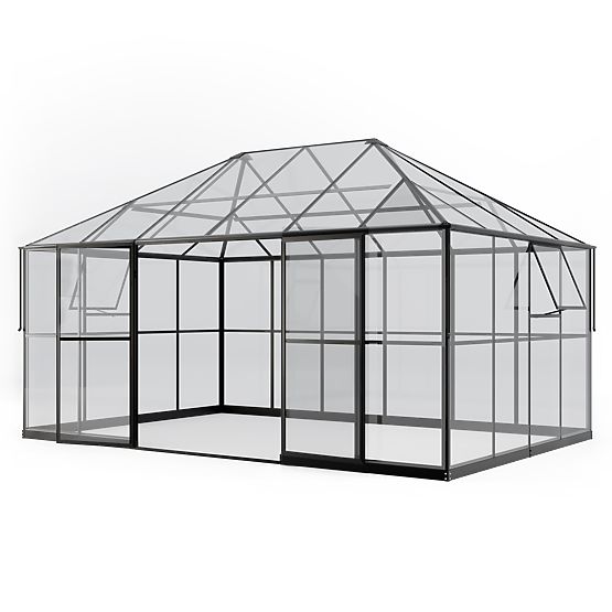 Kerti üvegház ProGlass Gazebo Standard 12 m² alappal, 4 mm-es edzett üveg, alumínium, fekete