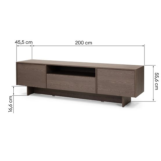 Kétszárnyú TV szekrény fiókkal Kanso, Balti Vihar Tölgy