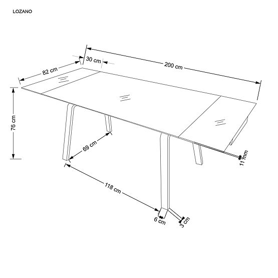 Kihúzható LOZANO asztal, fekete márvány / dió (2p=1ks)