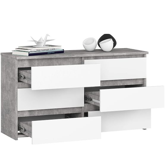 KOMÓD CL100 6SZ PK BETON / FEHÉR