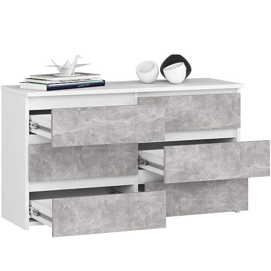 KOMÓD CL100 6SZ PK FEHÉR / BETON