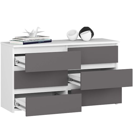 KOMÓD CL100 6SZ PK FEHÉR / SZÜRKE