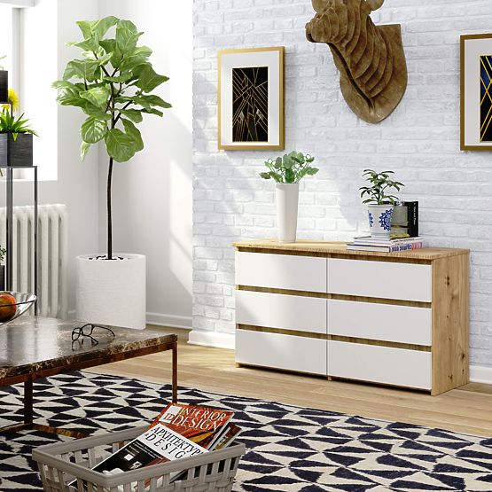 KOMÓD CL100 6SZ PK SONOMA TÖLGY / FEHÉR