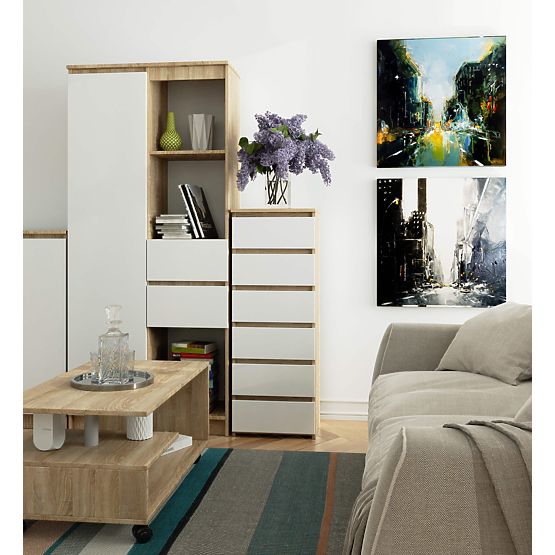 KOMÓD CL6 PK SONOMA TÖLGY / FEHÉR