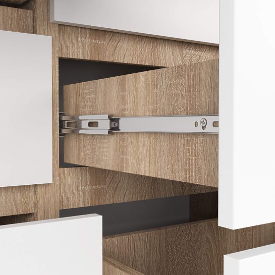 KOMÓD K 120 cm 8 FIÓK PK SONOMA / FEHÉR