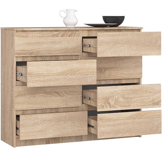 KOMÓD K 120 cm 8 FIÓK PK SONOMA TÖLGY