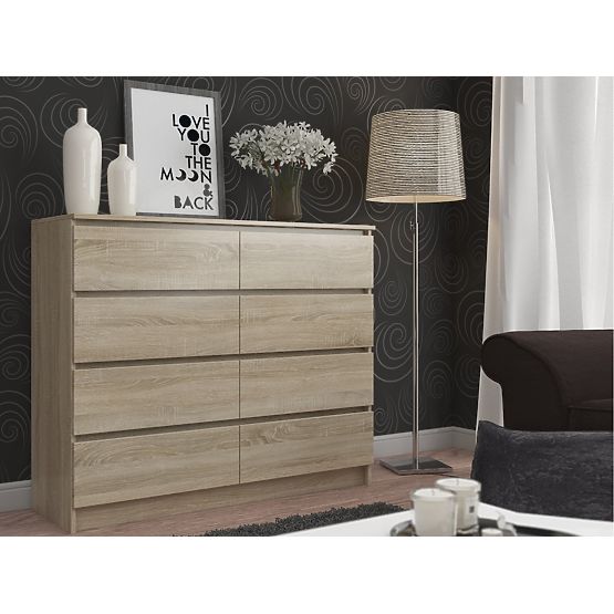 KOMÓD K 120 cm 8 FIÓK PK SONOMA TÖLGY