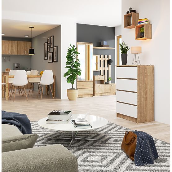 KOMÓD K 60 cm 4 FIÓK PK SONOMA / FEHÉR