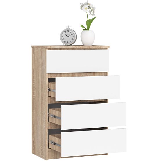 KOMÓD K 60 cm 4 FIÓK PK SONOMA / FEHÉR