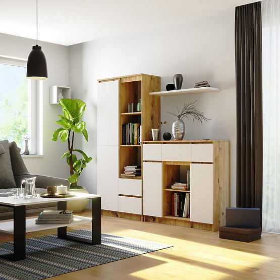 KOMÓD K100 2D 3SZ 1P PK ARTISAN TÖLGY / FEHÉR