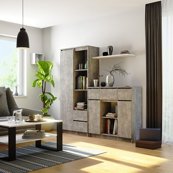 KOMÓD K100 2D 3SZ 1P PK BETON