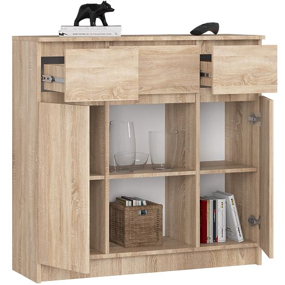 KOMÓD K100 2D 3SZ 1P PK TÖLGY SONOMA