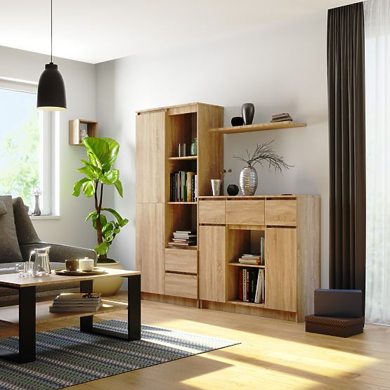 KOMÓD K100 2D 3SZ 1P PK TÖLGY SONOMA