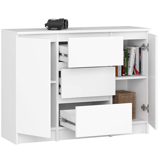 KOMÓD K100 2D 3SZ PK FEHÉR