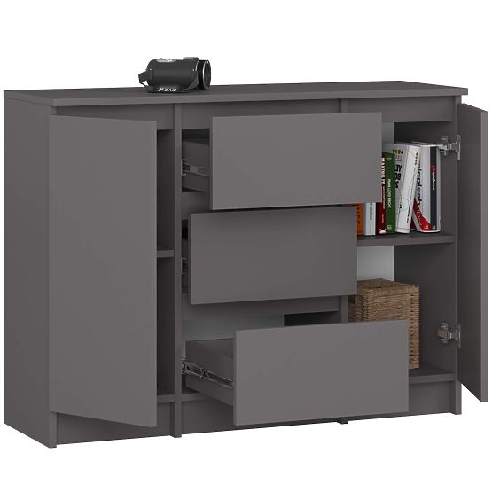 KOMÓD K100 2D 3SZ PK GRAFIT SZÜRKE