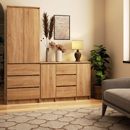 KOMÓD K100 2D 3SZ PK TÖLGY SONOMA