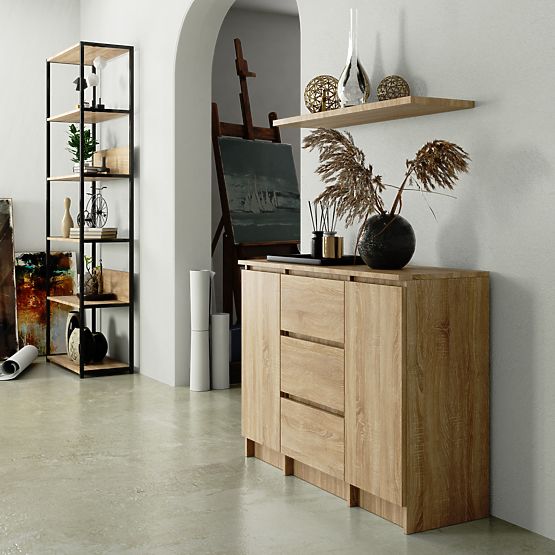 KOMÓD K100 2D 3SZ PK TÖLGY SONOMA