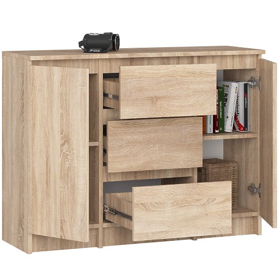 KOMÓD K100 2D 3SZ PK TÖLGY SONOMA