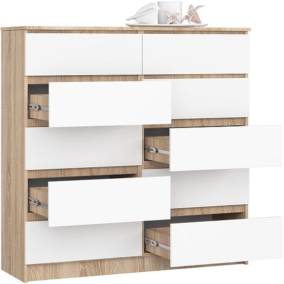 KOMÓD K120 10SZ CLP PK SONOMA TÖLGY / FEHÉR