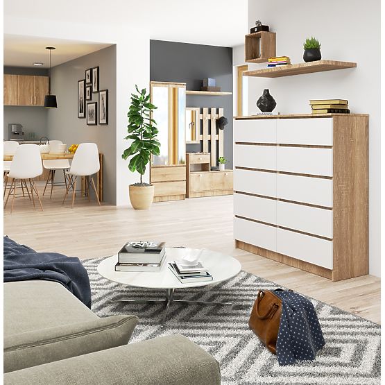 KOMÓD K120 10SZ CLP PK SONOMA TÖLGY / FEHÉR