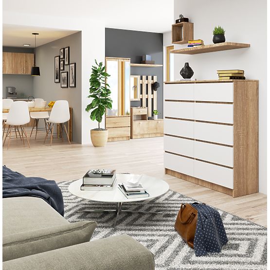 KOMÓD K120 10SZ CLP PK SONOMA TÖLGY / FEHÉR