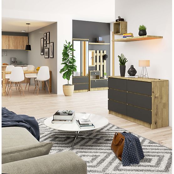 KOMÓD K120 6SZ CLP ARTISAN TÖLGY / SZÜRKE