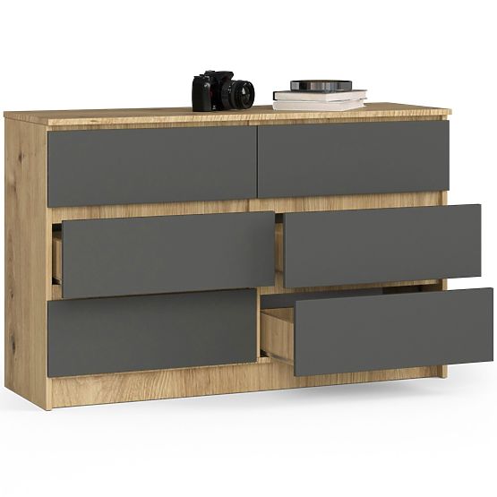 KOMÓD K120 6SZ CLP ARTISAN TÖLGY / SZÜRKE
