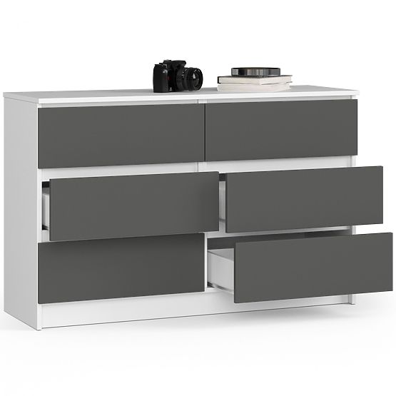 KOMÓD K120 6SZ CLP PK FEHÉR / SZÜRKE