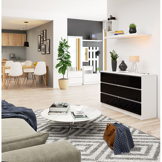 KOMÓD K120 6SZ CLP PK FEKETE FÉNYES