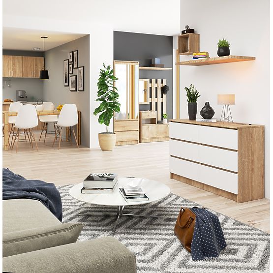 KOMÓD K120 6SZ CLP PK TÖLGY SONOMA / FEHÉR