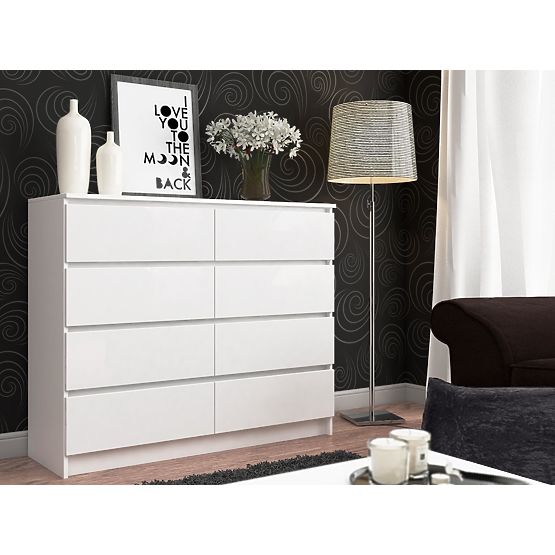 KOMÓD K120 8F SZÉN FEHÉR