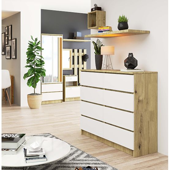KOMÓD K120 8FIÓK CLP PK ARTISAN TÖLGY / FEHÉR