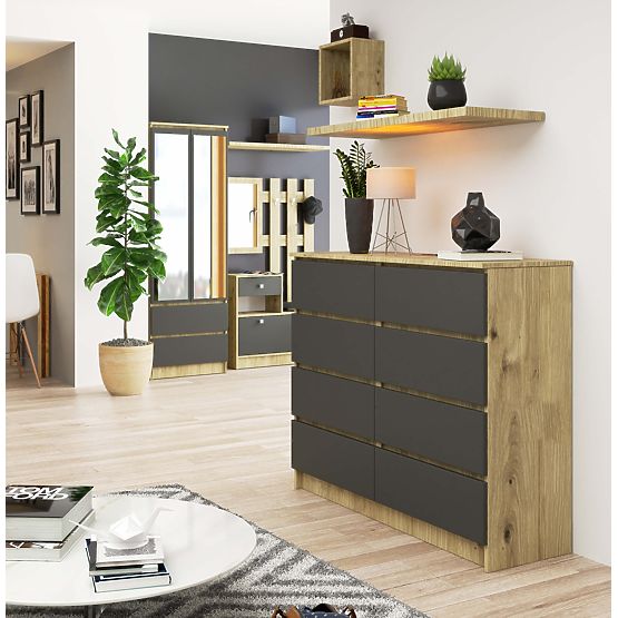 KOMÓD K120 8SZ CLP PK ARTISAN TÖLGY / SZÜRKE