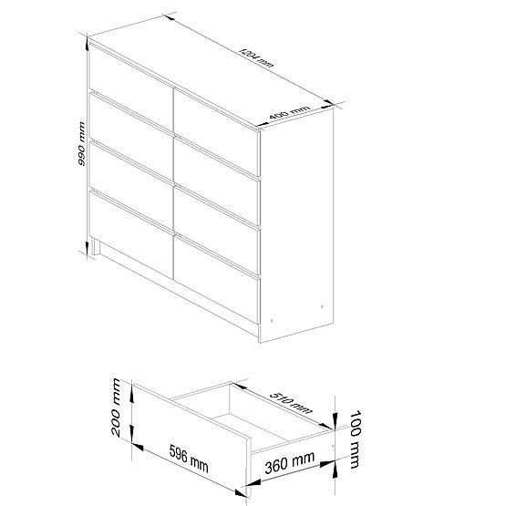KOMÓD K120 8SZ PK GRAFIT FÉNYES