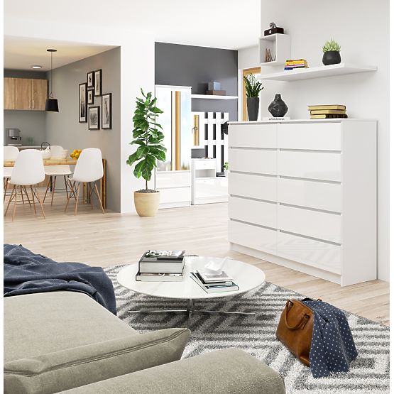 KOMÓD K140 10FIÓK CLP PK FEHÉR FÉNYES