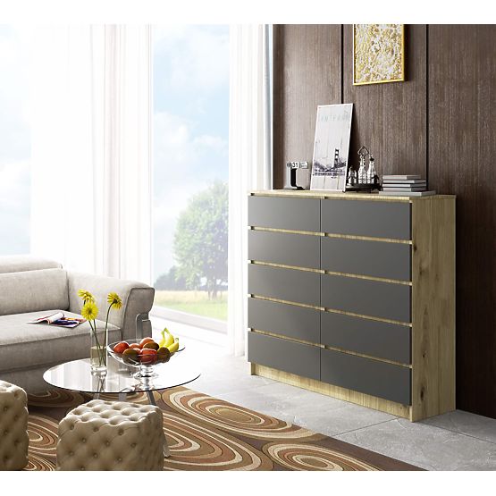 KOMÓD K140 10SZ CLP ARTISAN TÖLGY / SZÜRKE