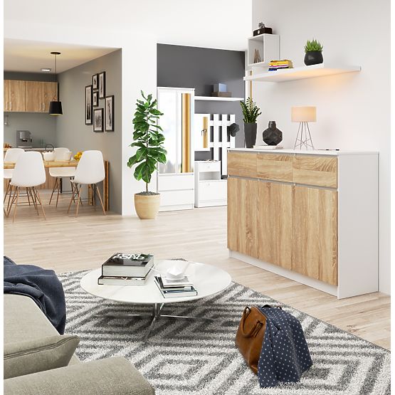 KOMÓD K140 3D 3SZ CLP PK FEHÉR / SONOMA