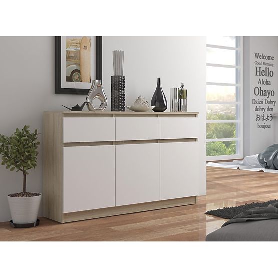KOMÓD K140 3D 3SZ CLP PK SONOMA / FEHÉR