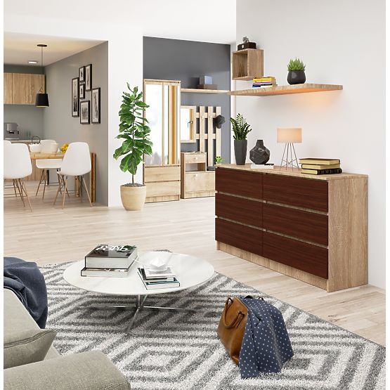 KOMÓD K140 6FIÓKOS CLP TÖLGY SONOMA / WENGE