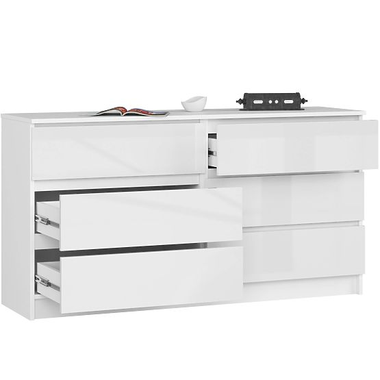 KOMÓD K140 6SZ CLP PK FEHÉR FÉNYES
