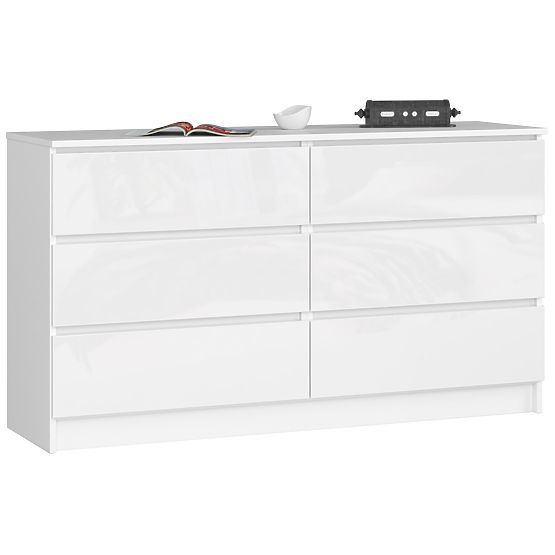 KOMÓD K140 6SZ CLP PK FEHÉR FÉNYES