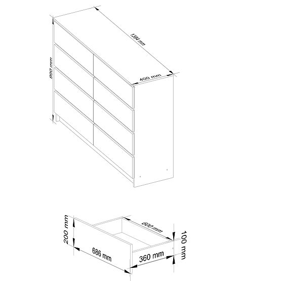 KOMÓD K140 8SZ CLP ÉGER