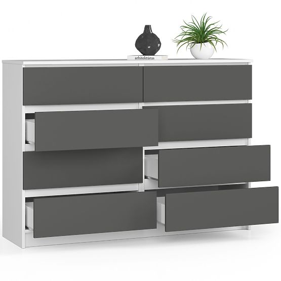 KOMÓD K140 8SZ CLP PK FEHÉR / SZÜRKE