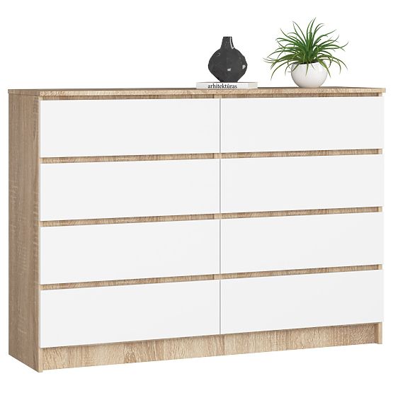 KOMÓD K140 8SZ CLP PK SONOMA / FEHÉR