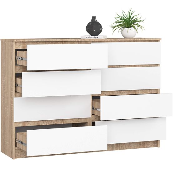 KOMÓD K140 8SZ CLP PK SONOMA / FEHÉR