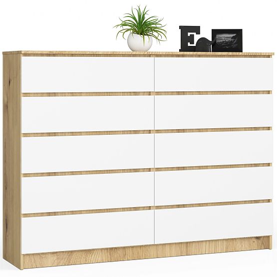 KOMÓD K160 10FIÓK CLP PK ARTISAN TÖLGY / FEHÉR