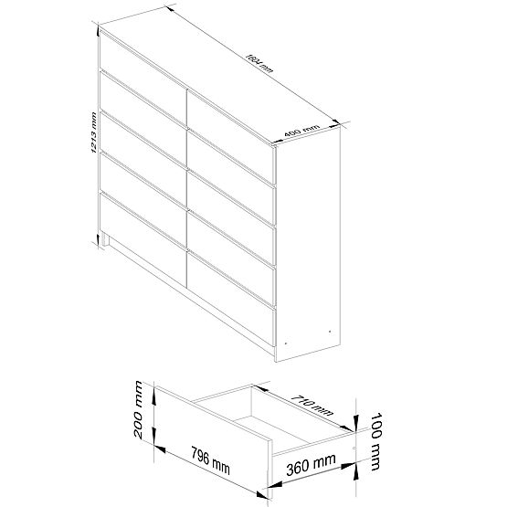 KOMÓD K160 10SZ CLP ÉGER