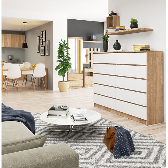 KOMÓD K160 10SZ CLP PK TÖLGY SONOMA / FEHÉR