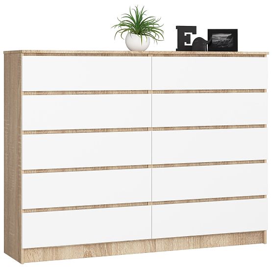 KOMÓD K160 10SZ CLP PK TÖLGY SONOMA / FEHÉR